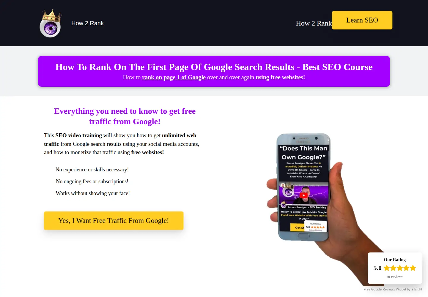 Captured homepage of how2rank.com in the current scan