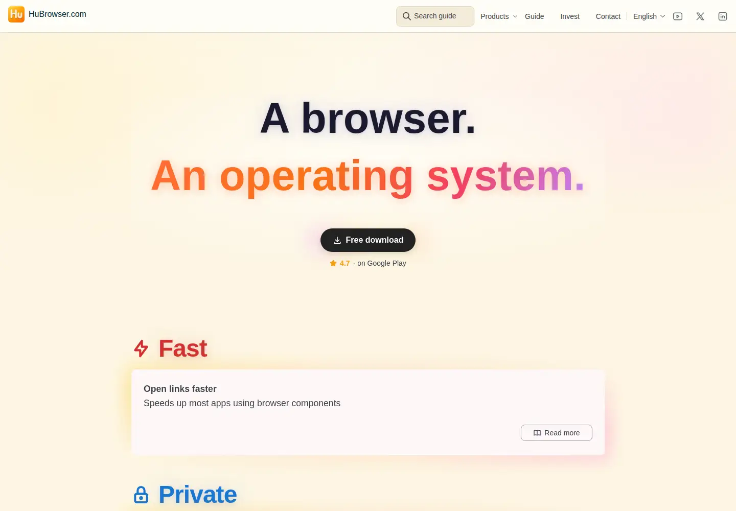 Screenshot of hubrowser.com