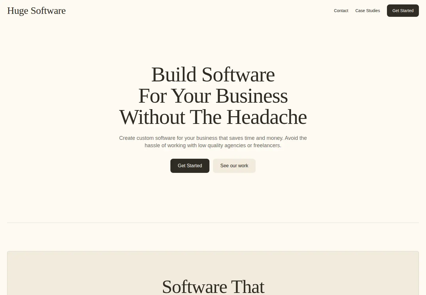 Captured homepage of hugesoftware.com in the current scan