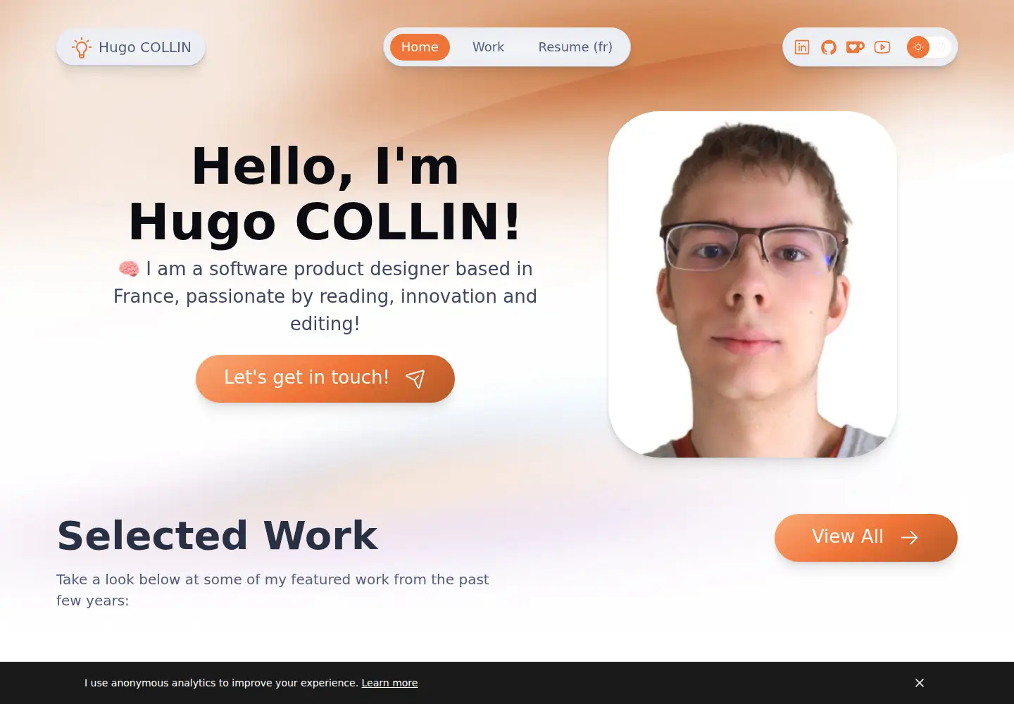 Screenshot of hugocollin.com