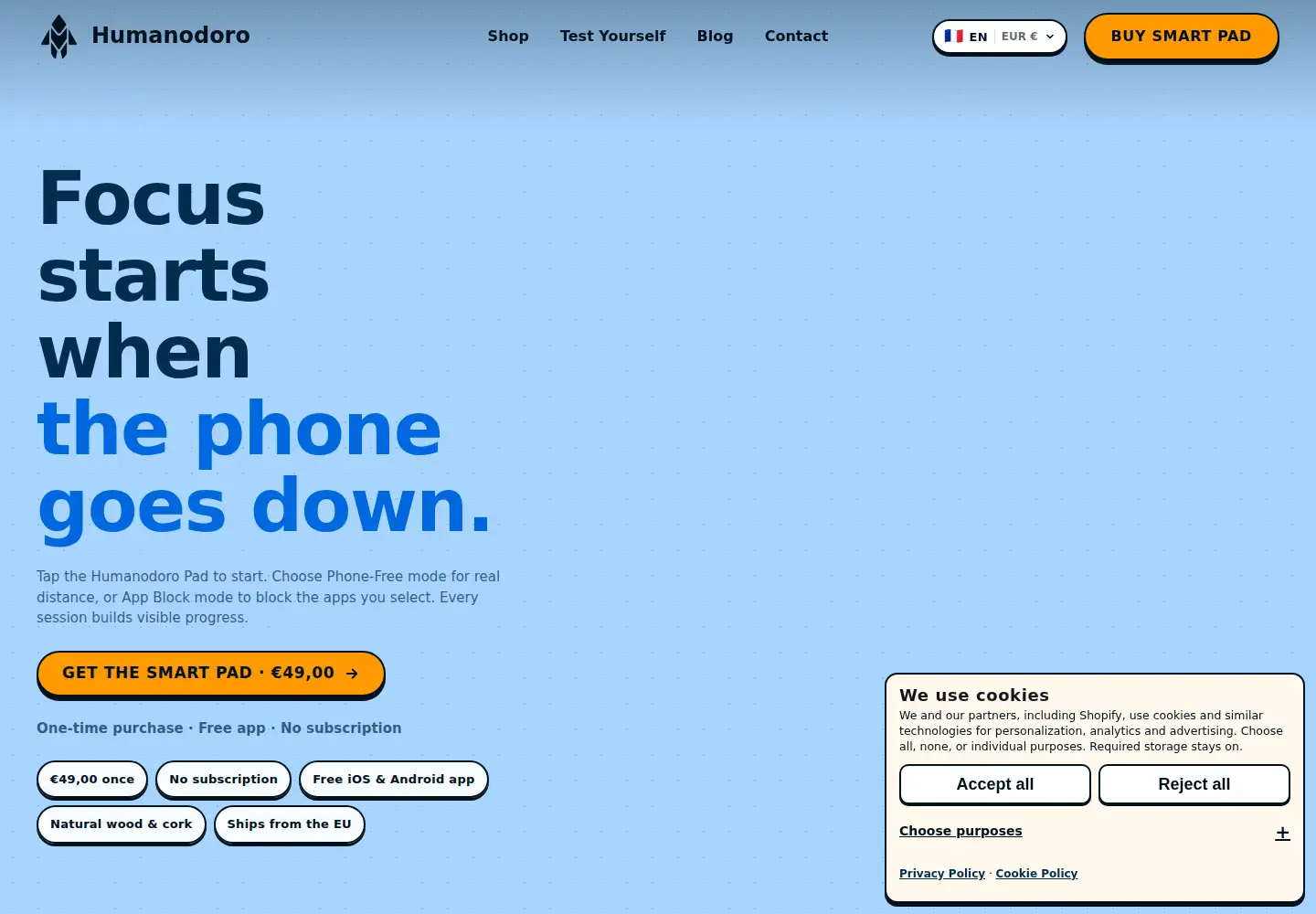 Captured homepage of humanodoro.com in the current scan