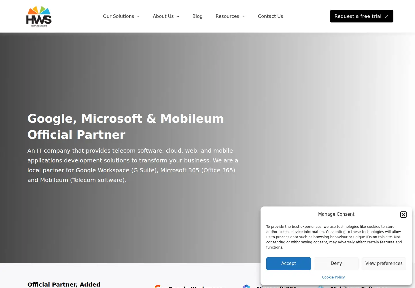 Screenshot of hwstechnologies.com