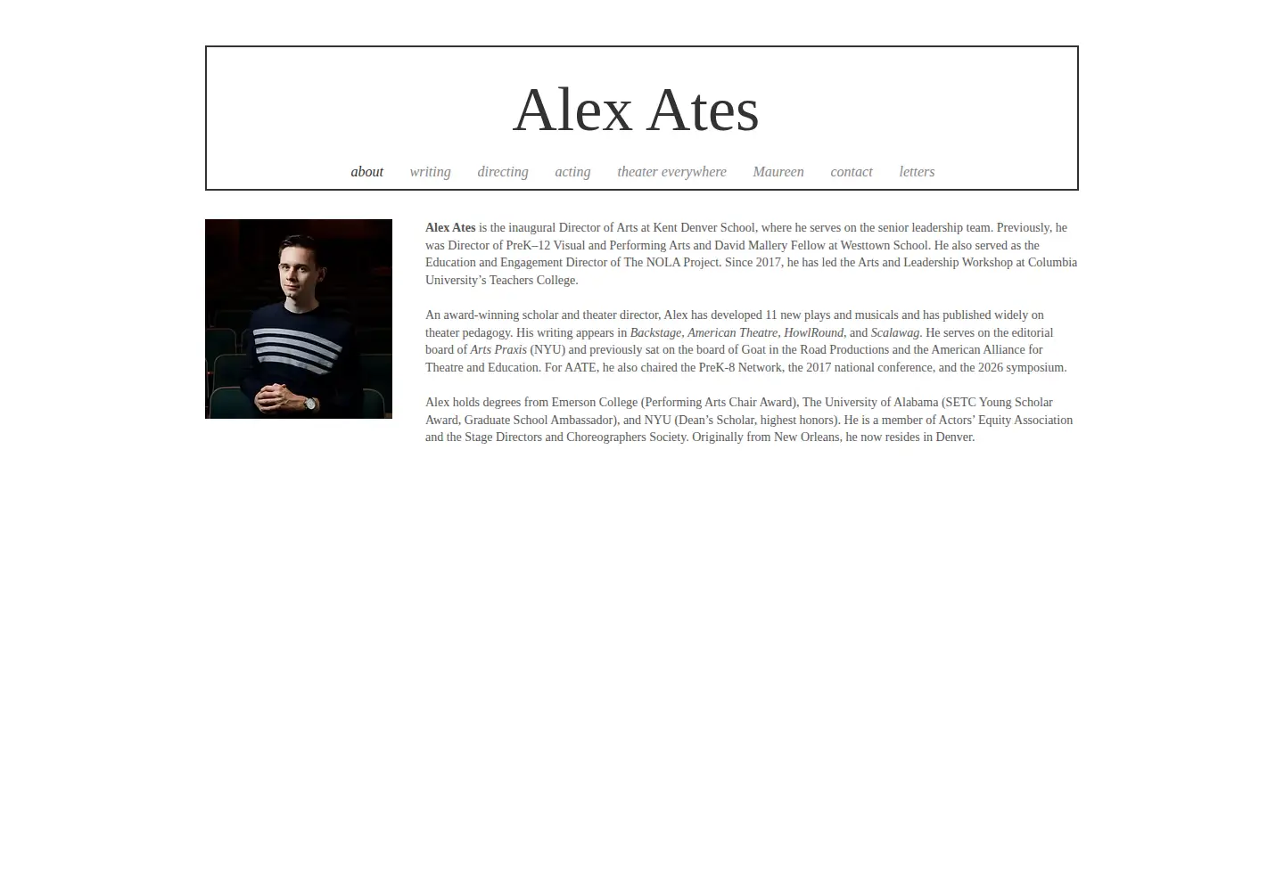 Captured homepage of iamalexates.com in the current scan