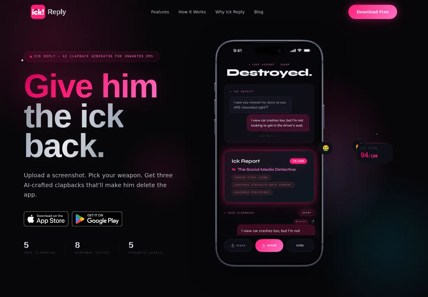 Screenshot of ickreply.com