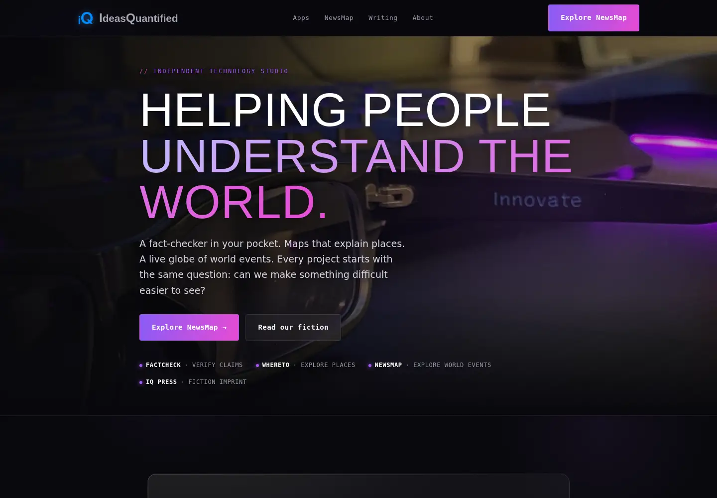 Captured homepage of ideasquantified.com in the current scan