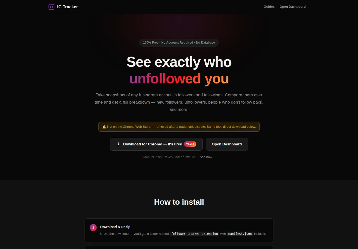 Captured homepage of ig-tracker.com in the current scan