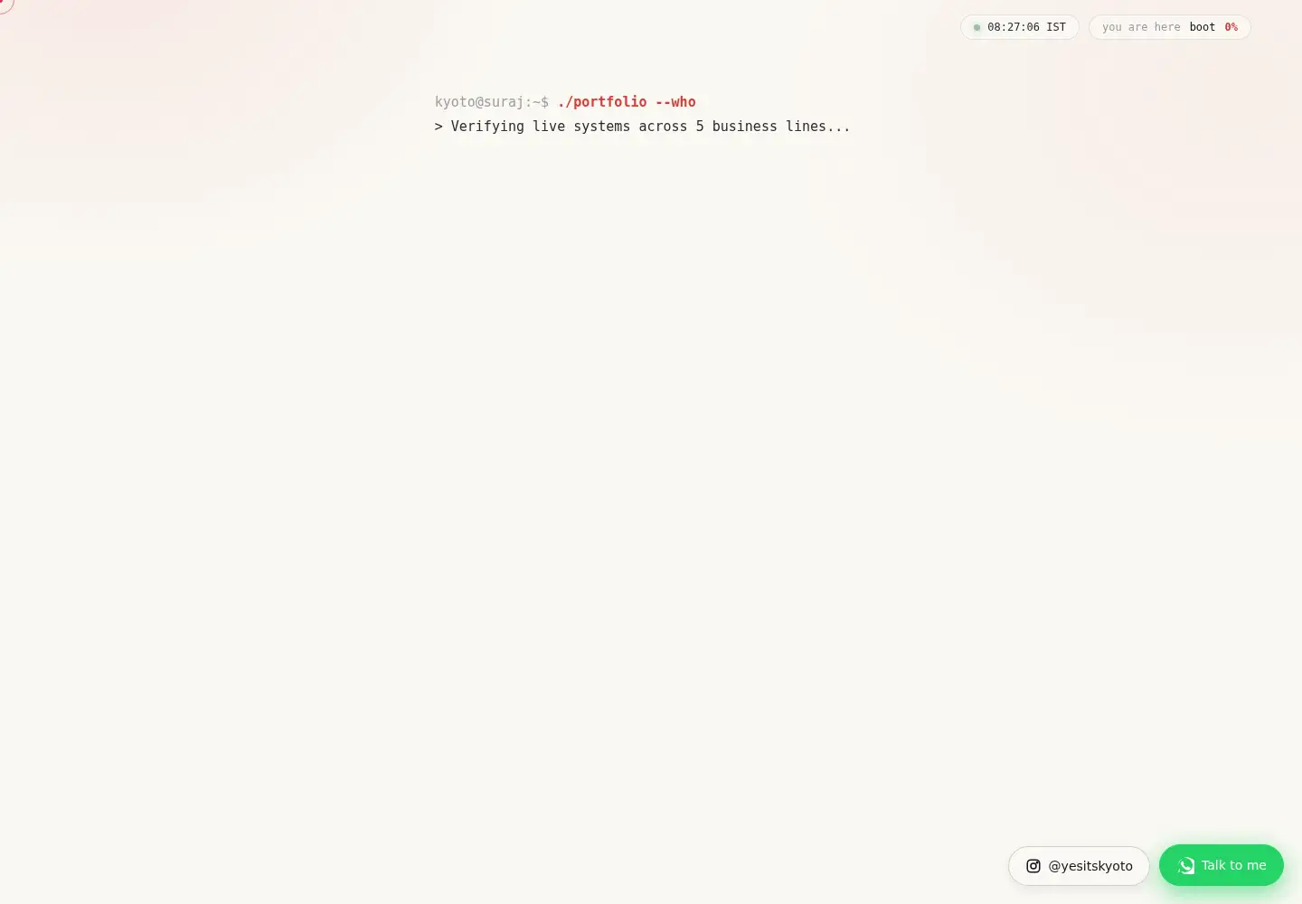 Captured homepage of imsurajkadam.com in the current scan