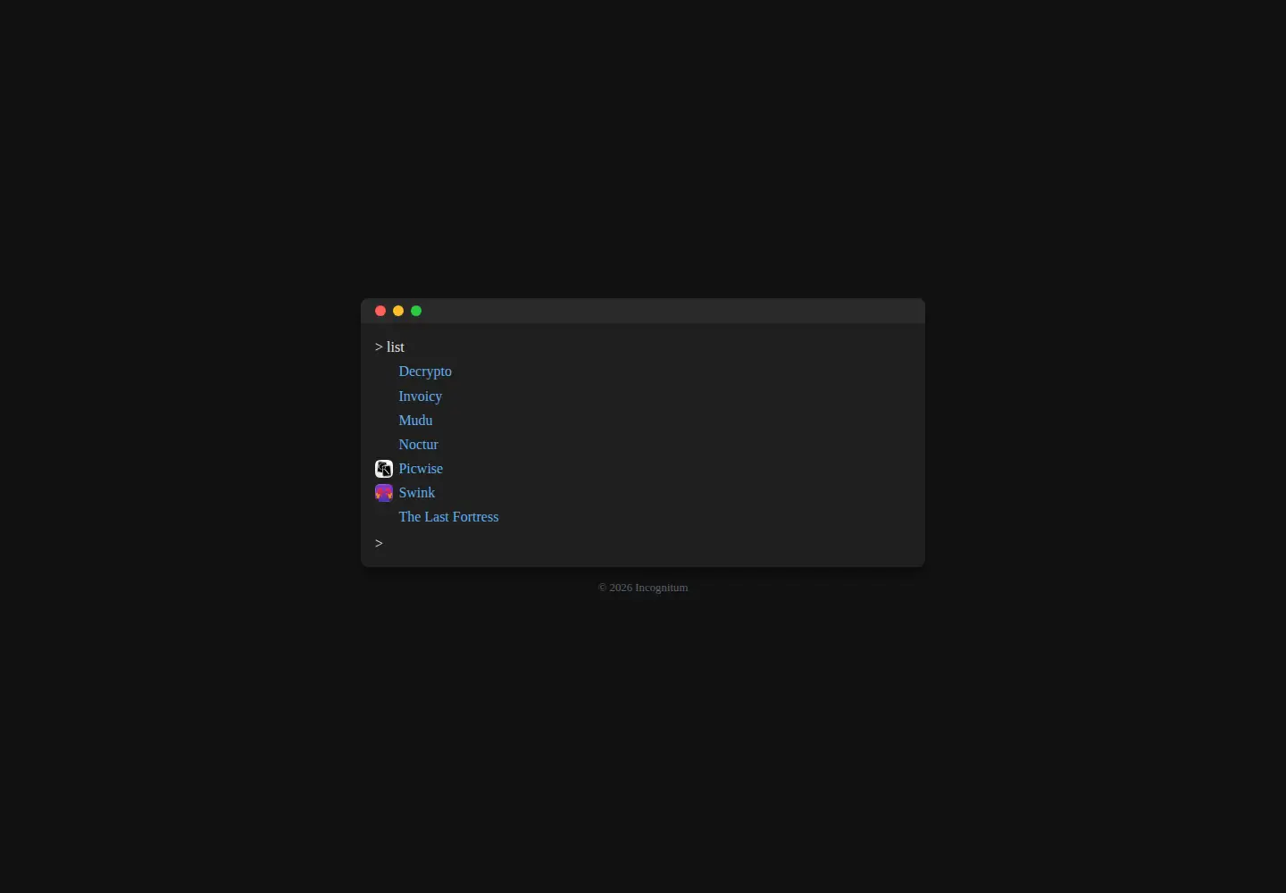 Screenshot of incognitum.com