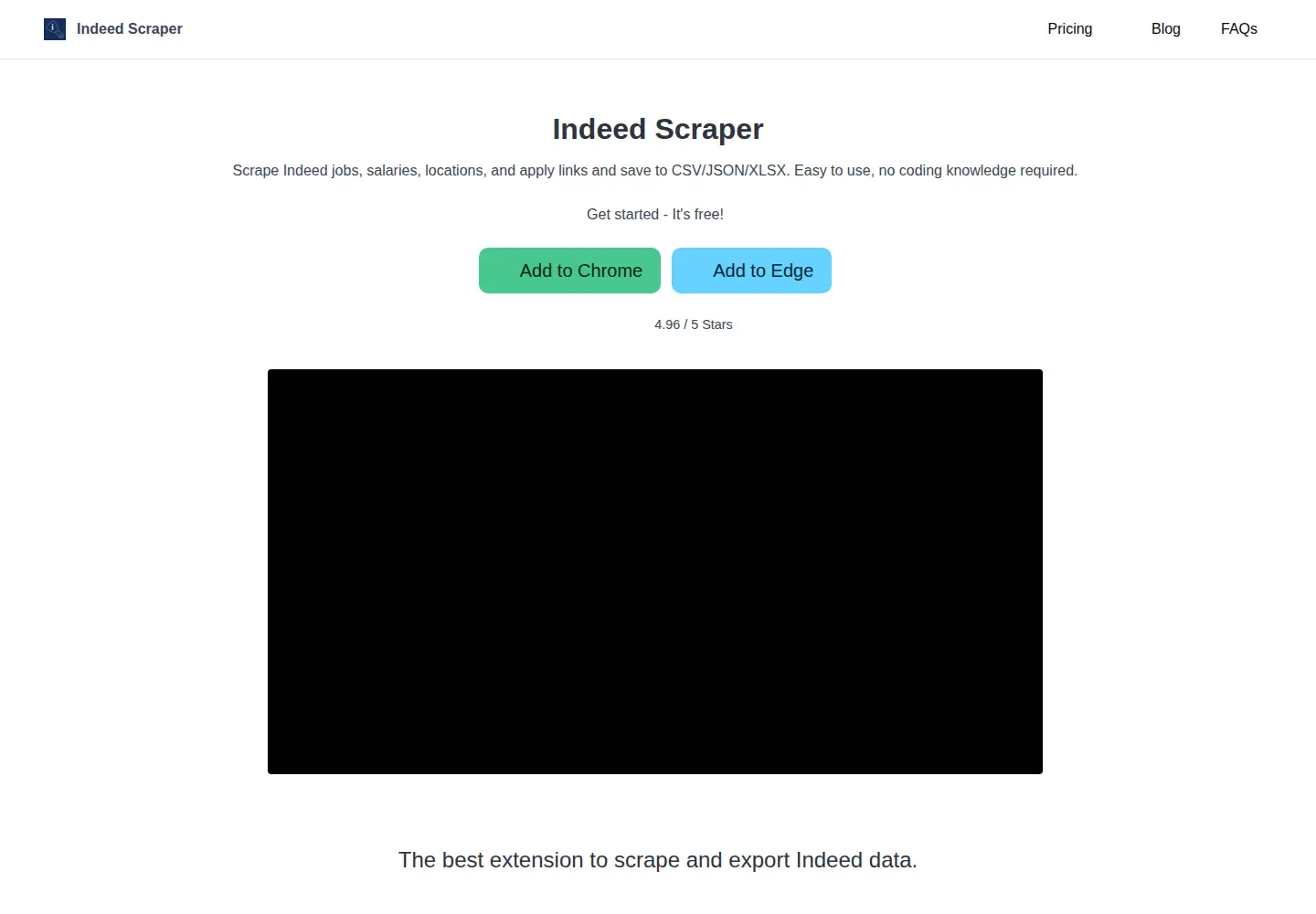 Captured homepage of indeedscraper.com in the current scan