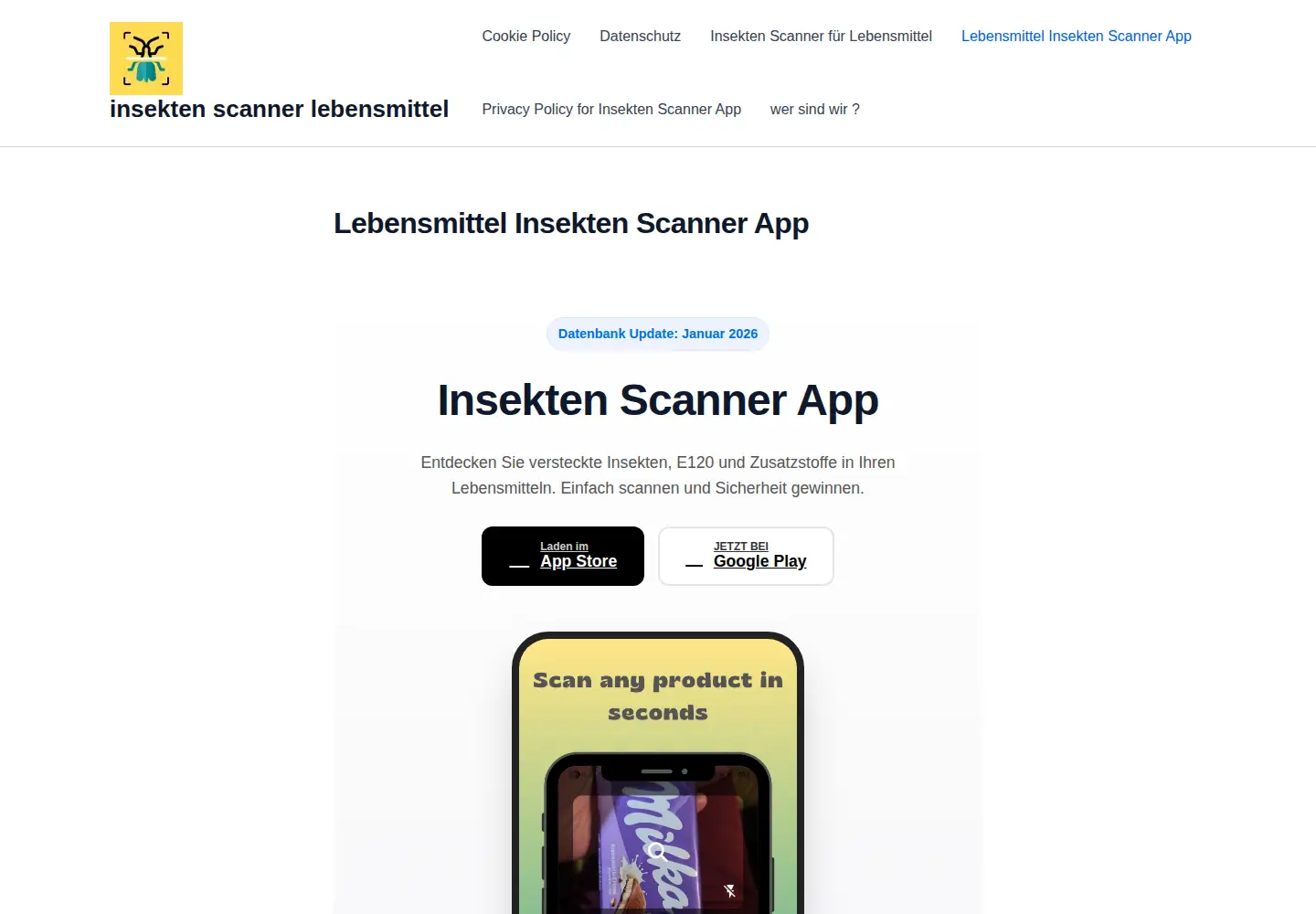 Screenshot of insekten-scanner.com