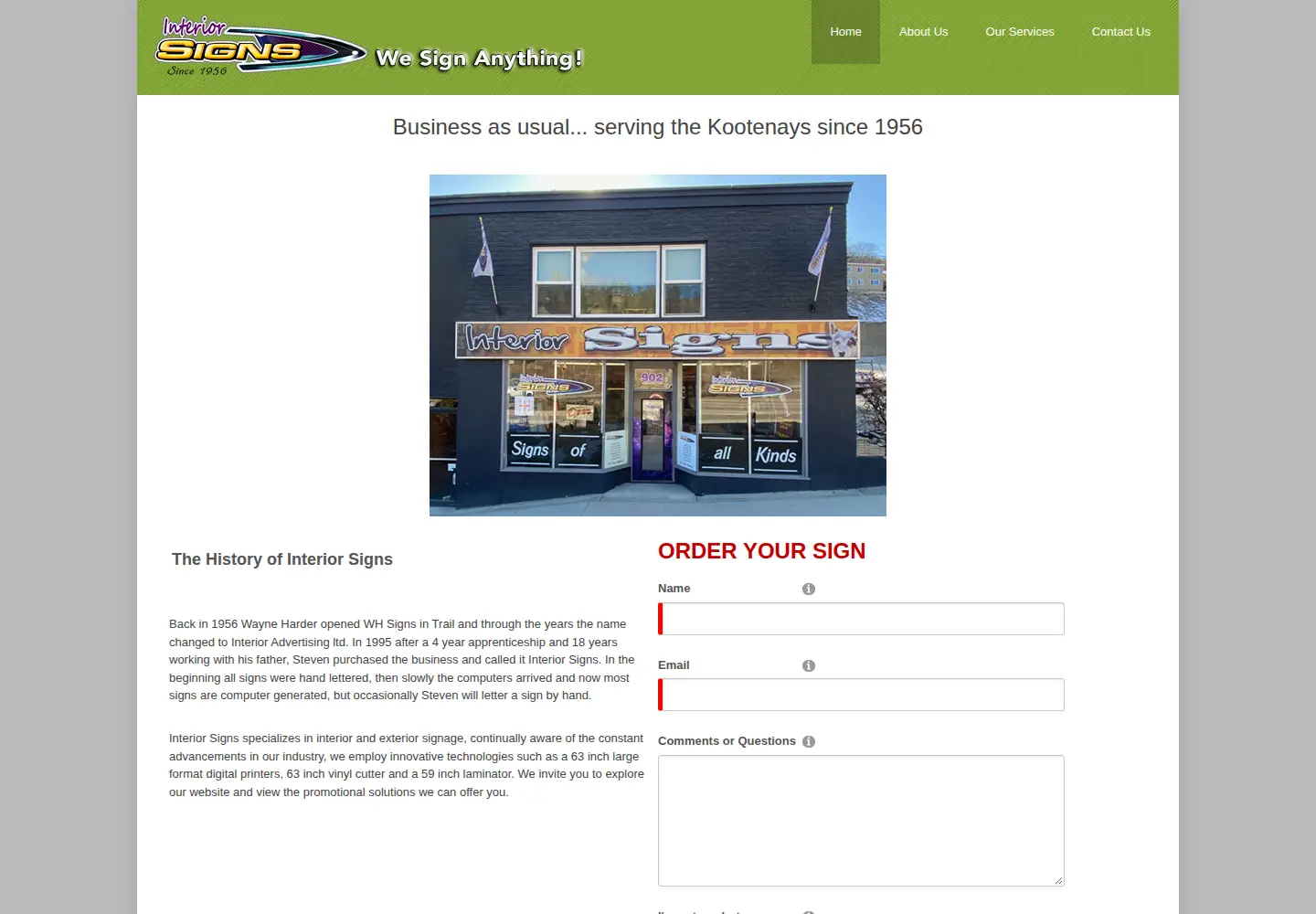 Screenshot of interiorsignstrail.com