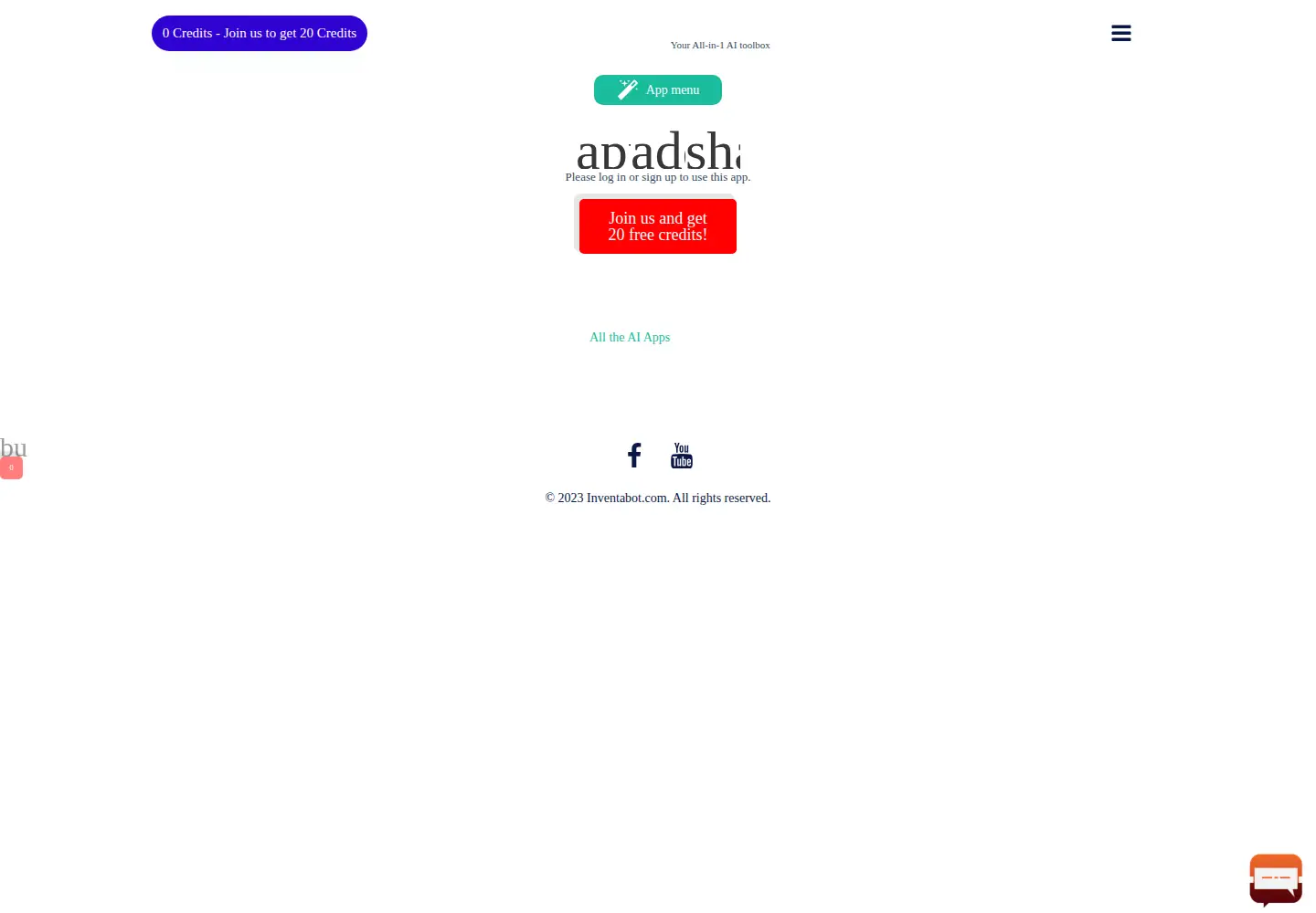 Captured homepage of inventabot.com in the current scan