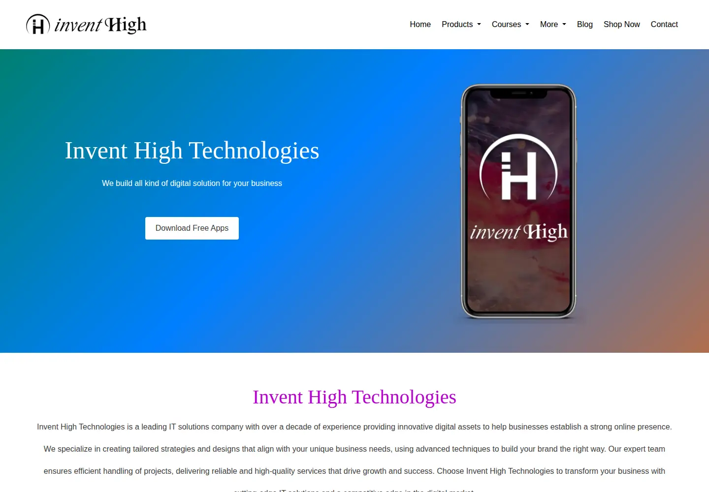Screenshot of inventhigh.com