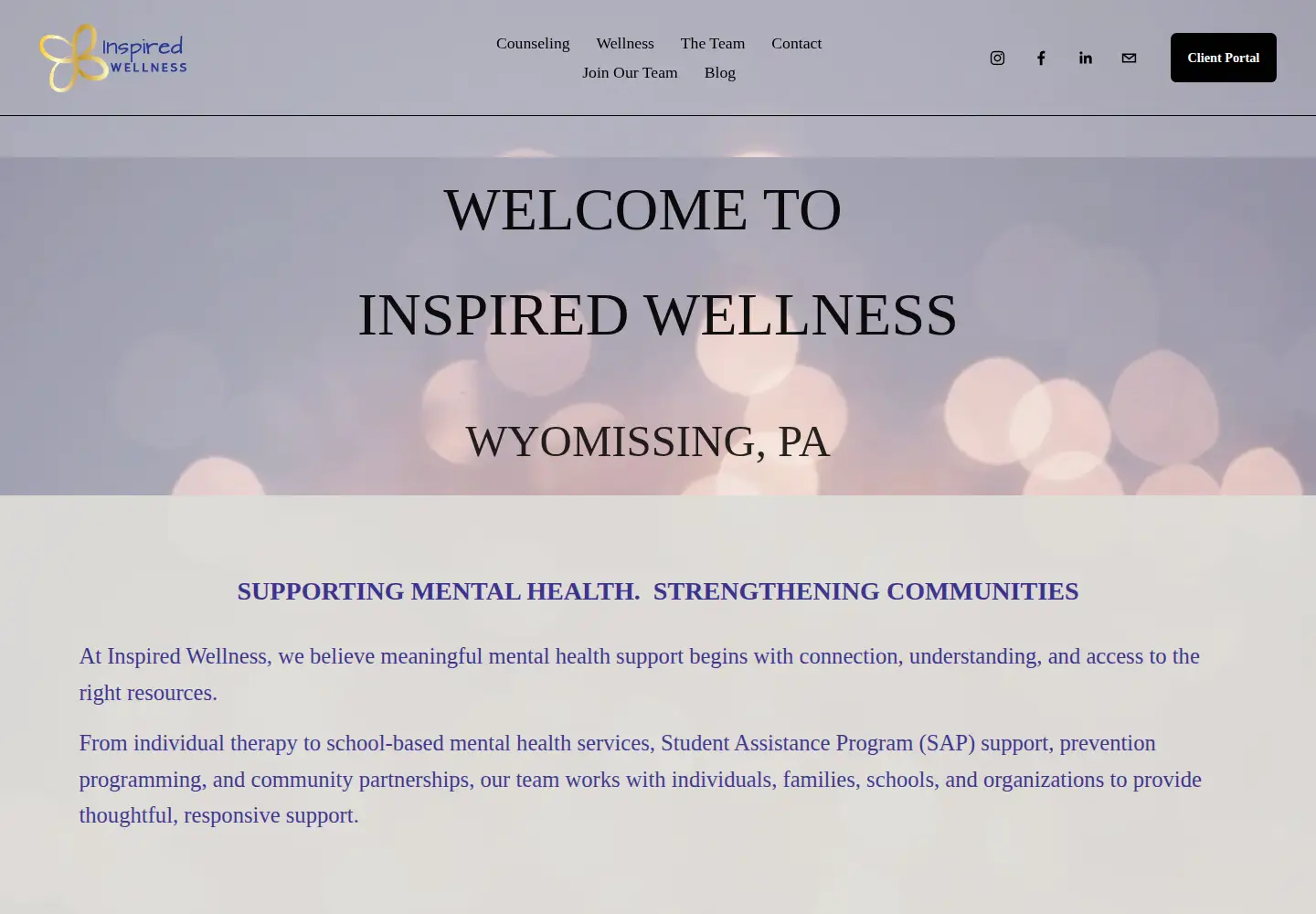 Captured homepage of inwellnessllc.com in the current scan