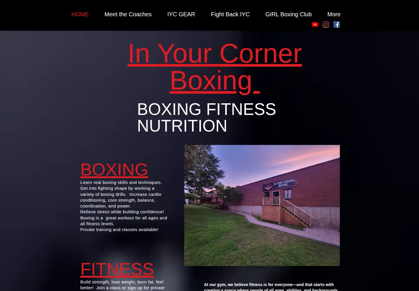 Captured homepage of inyourcornerfitness.com in the current scan