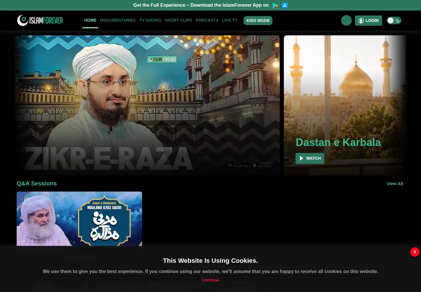 Captured homepage of islamforever.com in the current scan