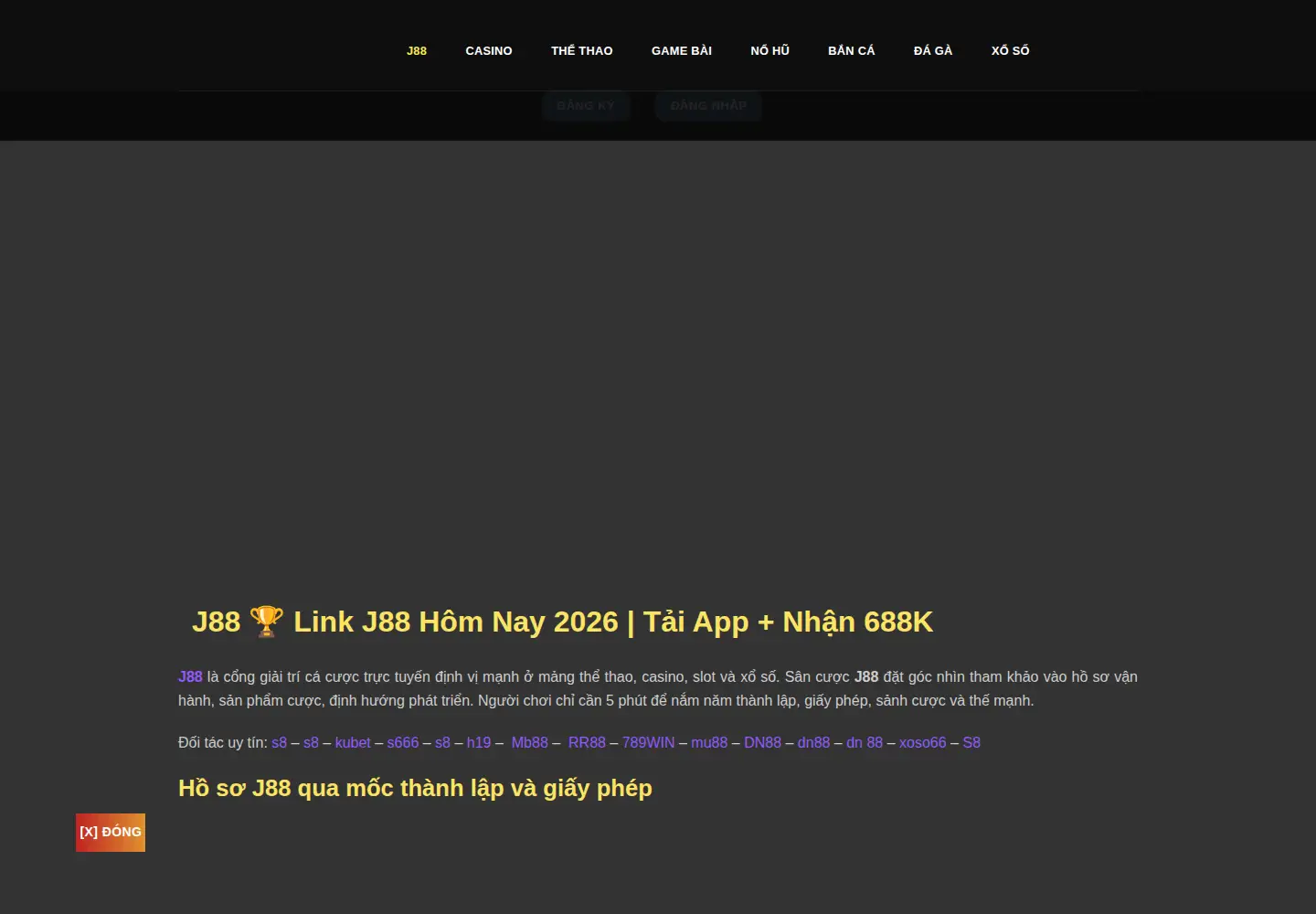 Captured homepage of j88tm.com in the current scan