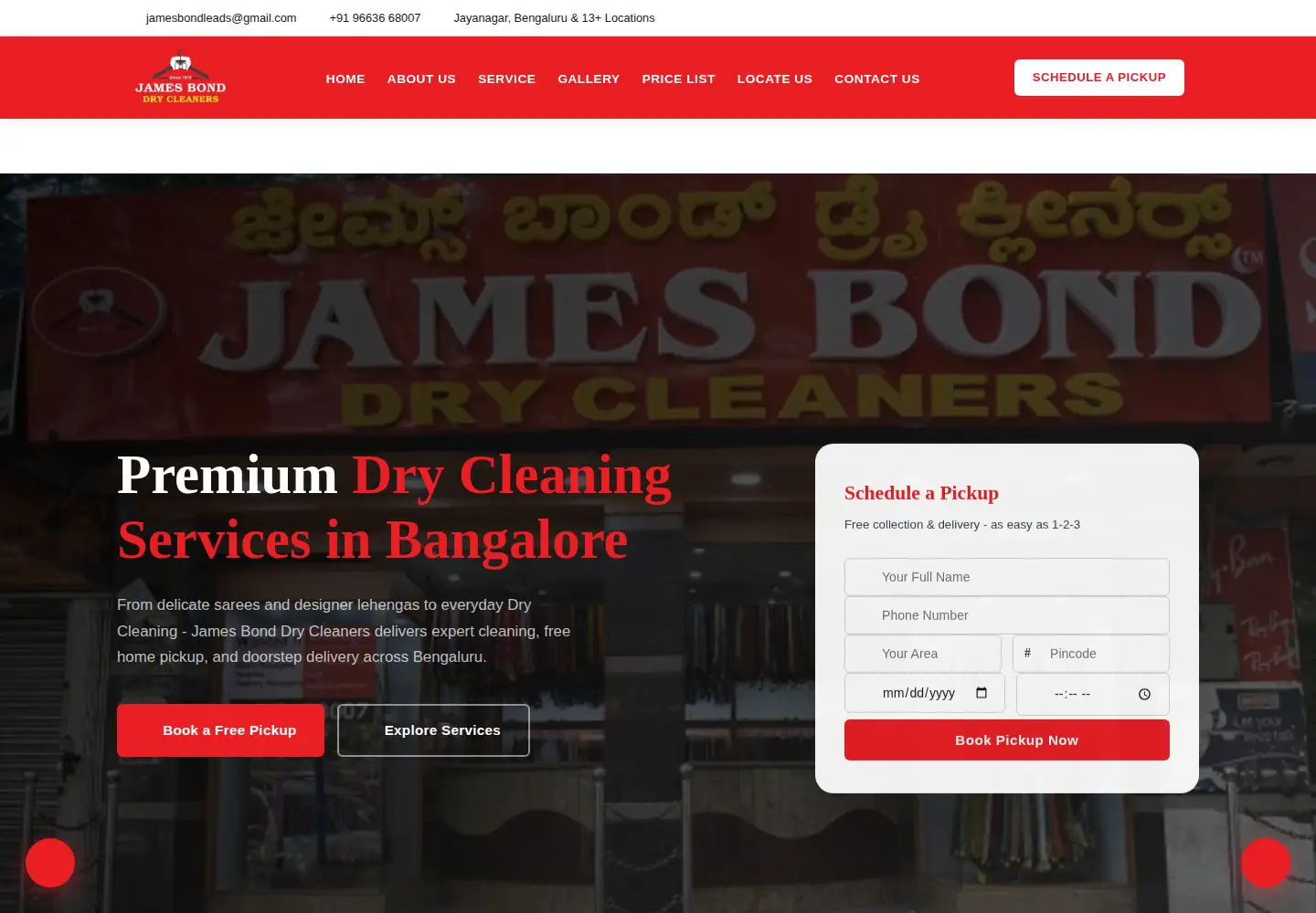 Screenshot of jamesbonddrycleaners.com