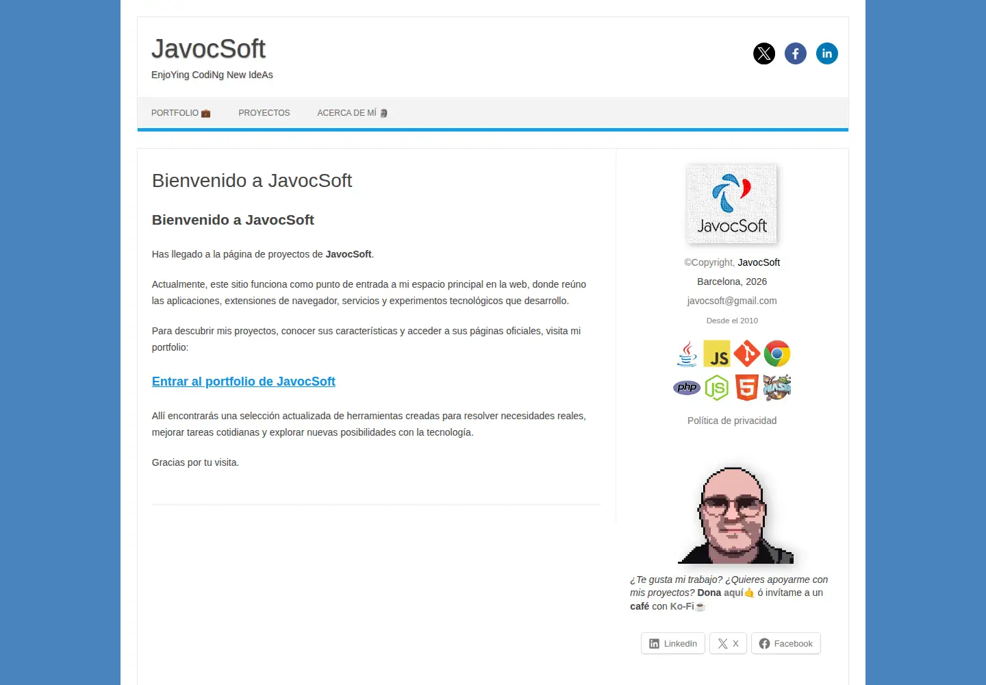 Screenshot of javocsoft.com