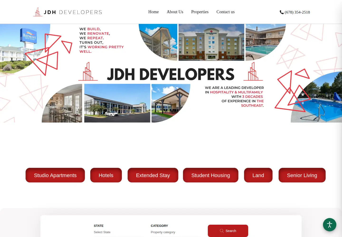 Captured homepage of jdhdevelopers.com in the current scan