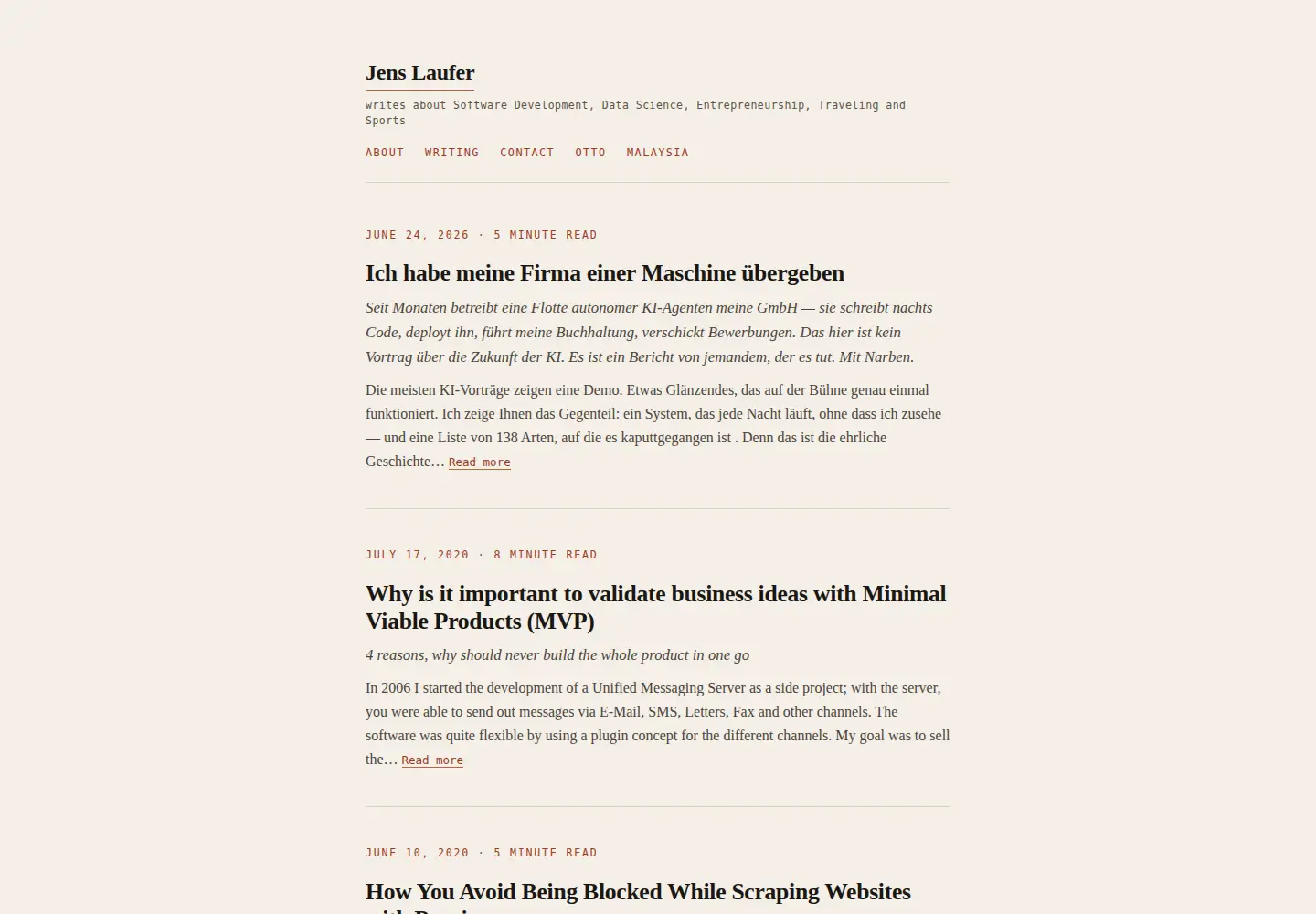 Screenshot of jenslaufer.com