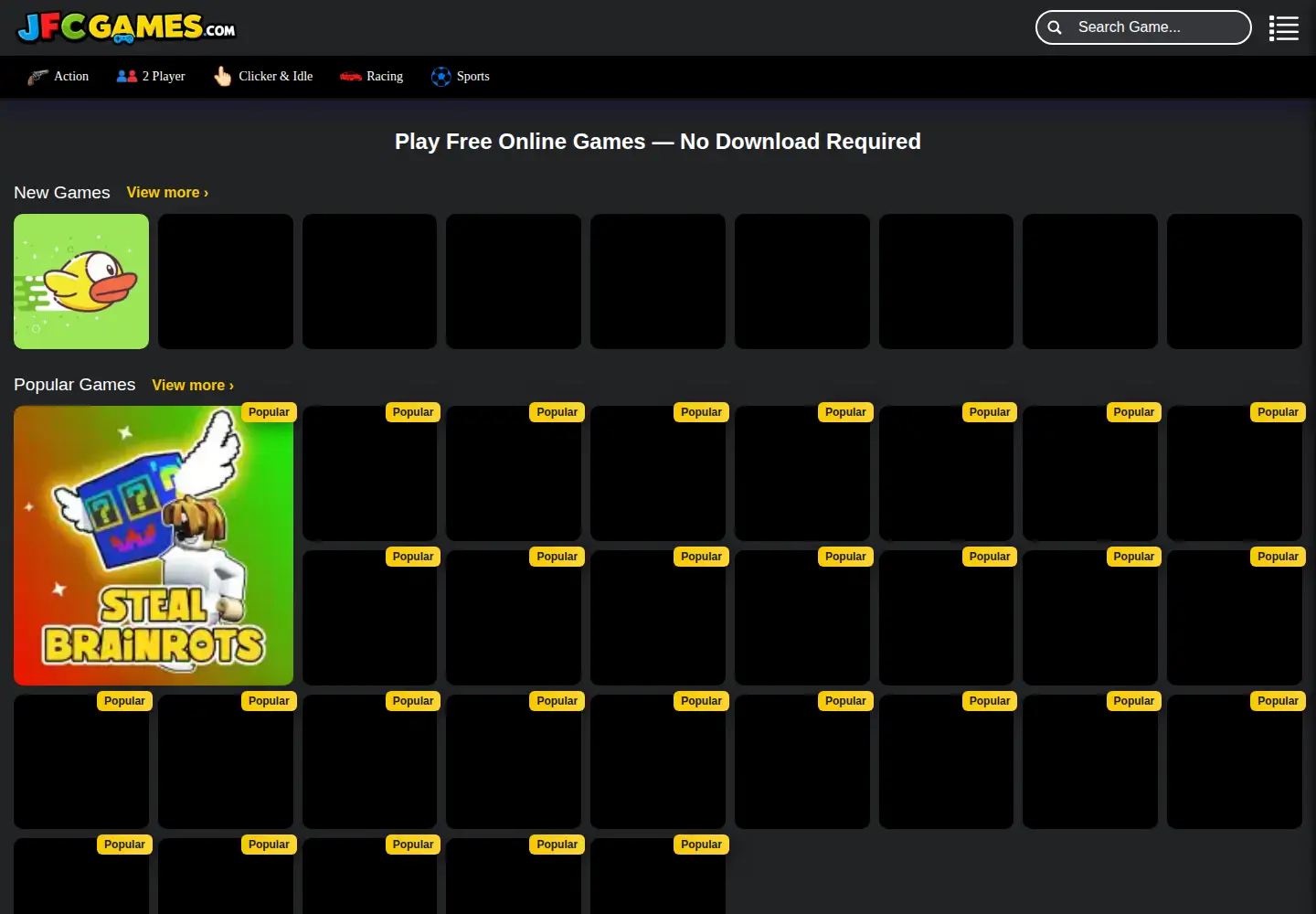Screenshot of jfcgames.com