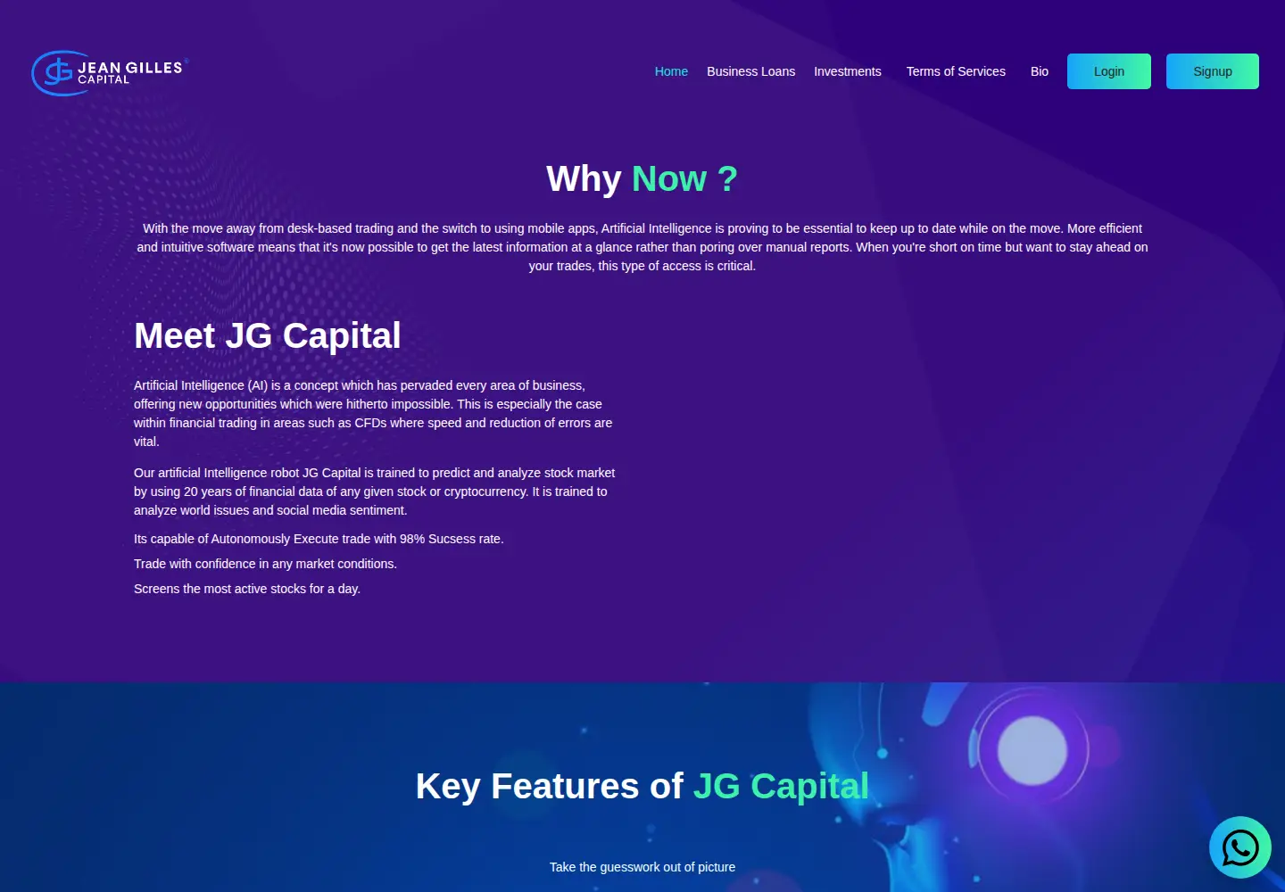 Captured homepage of jgcapitalbitcoin.com in the current scan