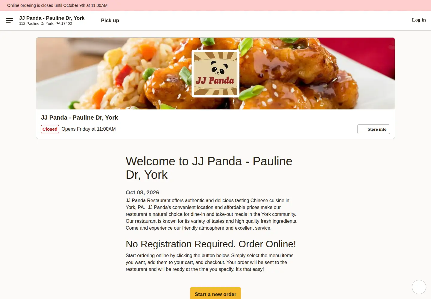 Captured homepage of jjpandachinese.com in the current scan