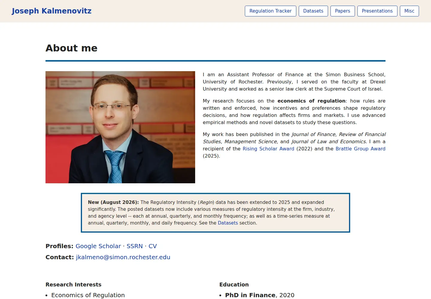 Screenshot of jkalmenovitz.com