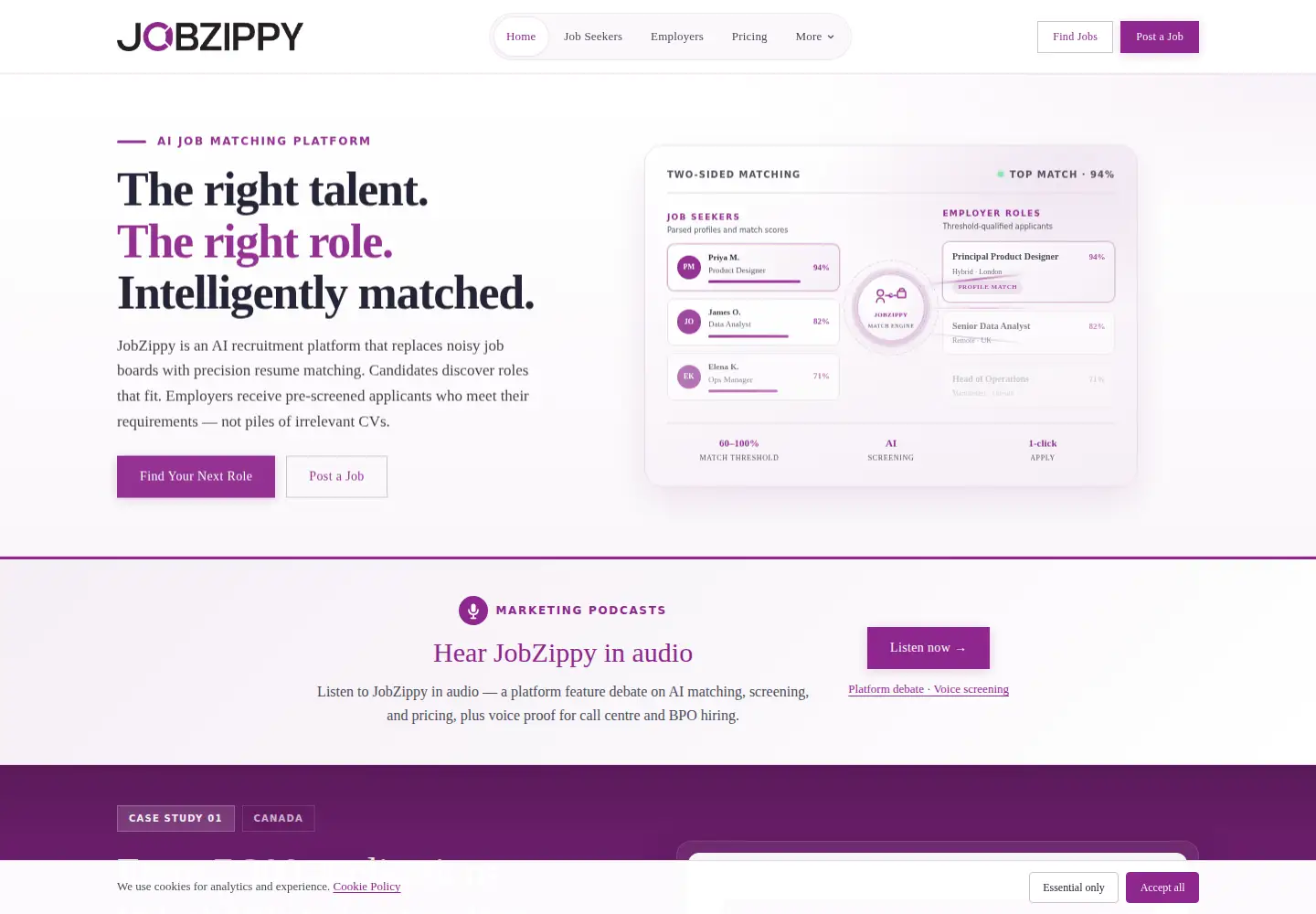 Captured homepage of jobzippy.com in the current scan