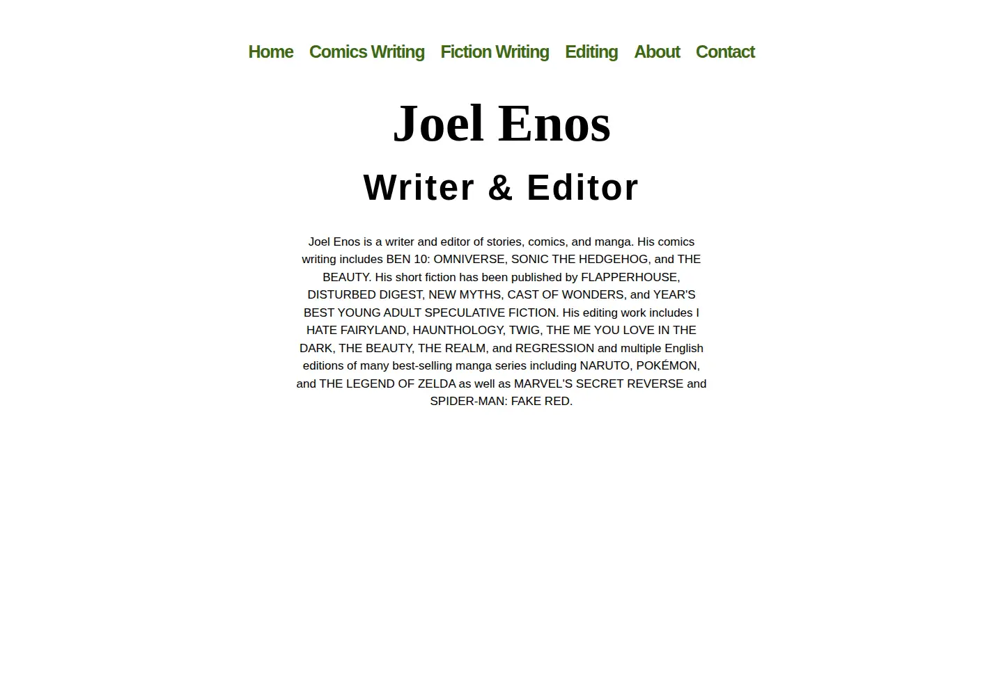 Captured homepage of joelenos.com in the current scan