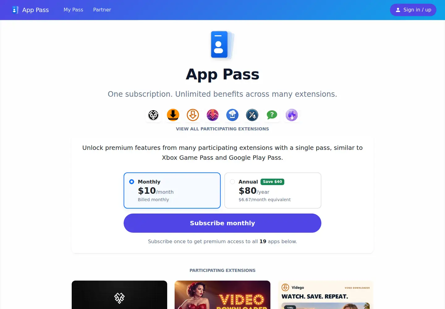 Captured homepage of joinapppass.com in the current scan