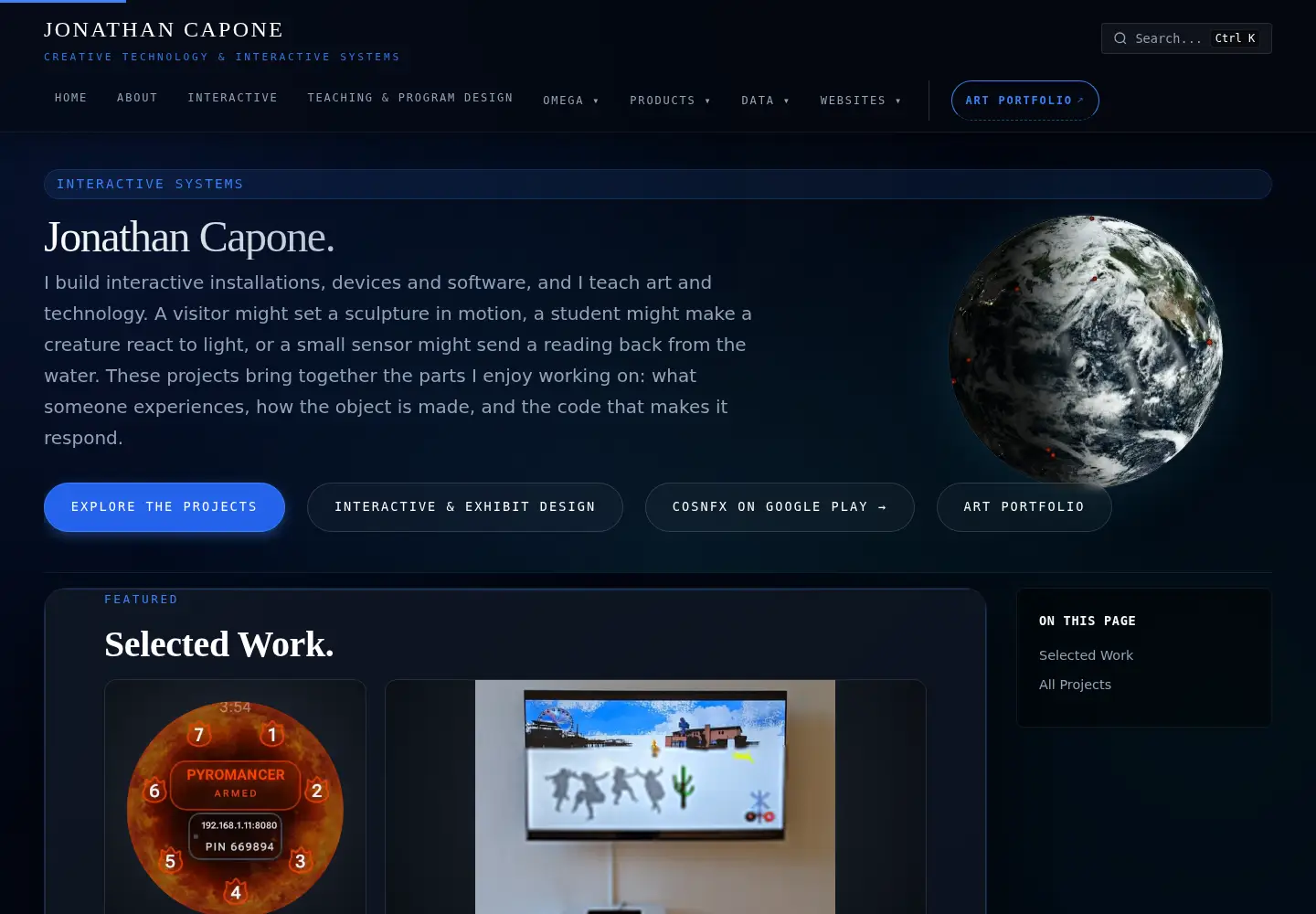 Captured homepage of jonathancapone.com in the current scan
