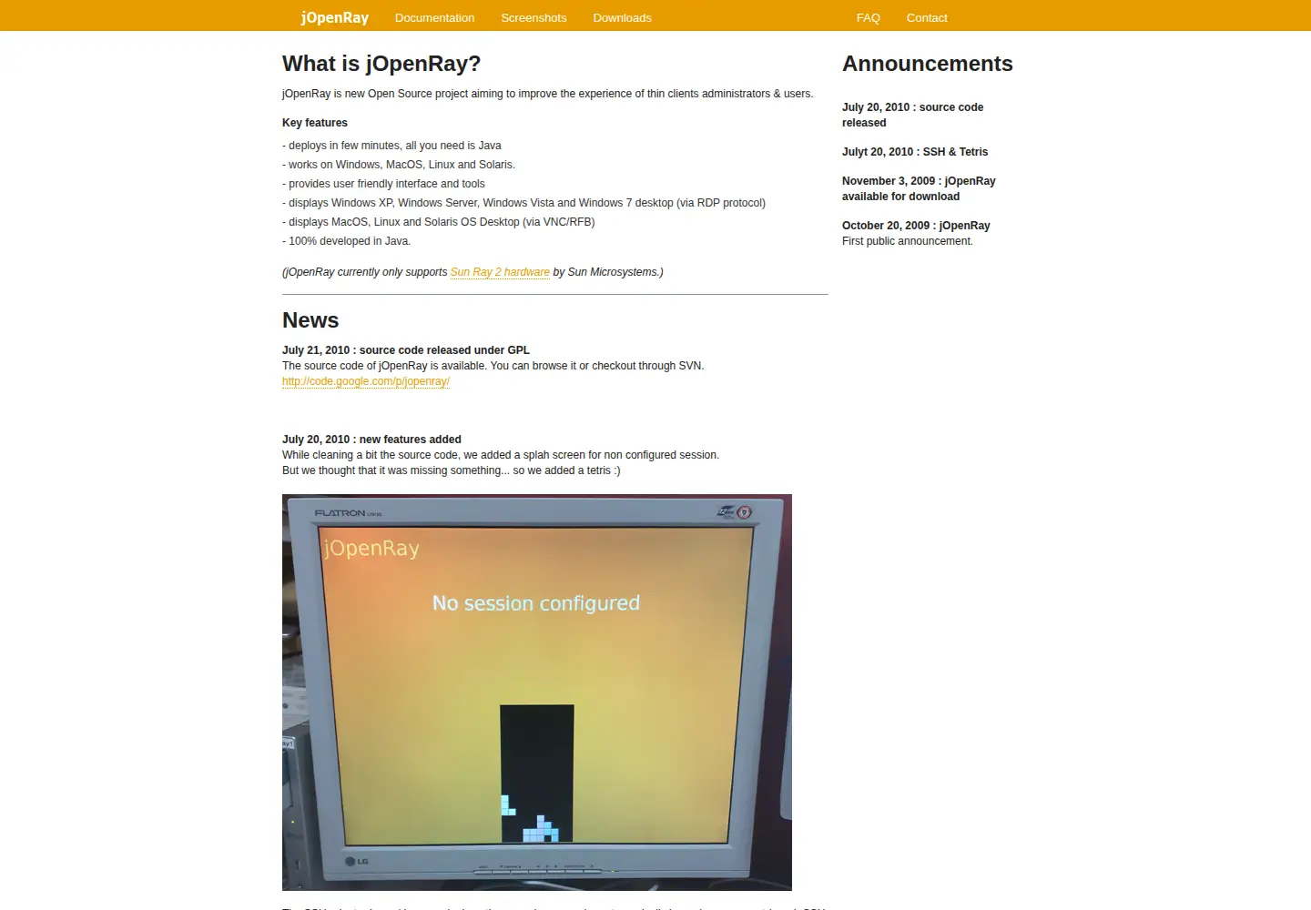 Screenshot of jopenray.com