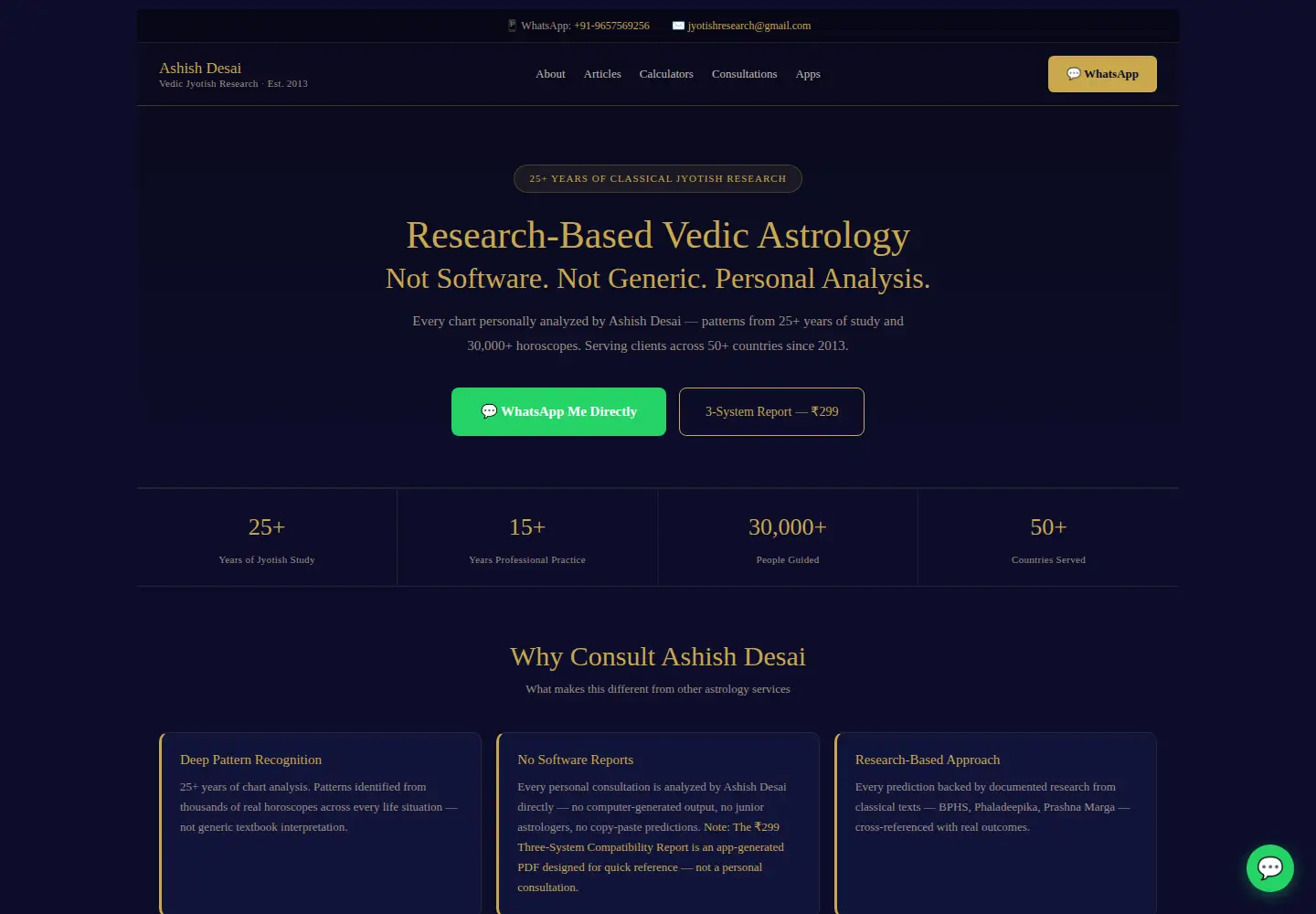 Captured homepage of jyotish-research.com in the current scan