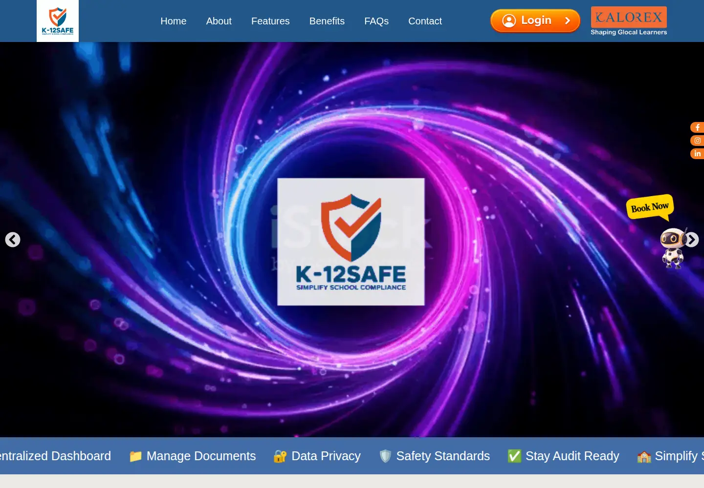 Captured homepage of k-12safe.com in the current scan