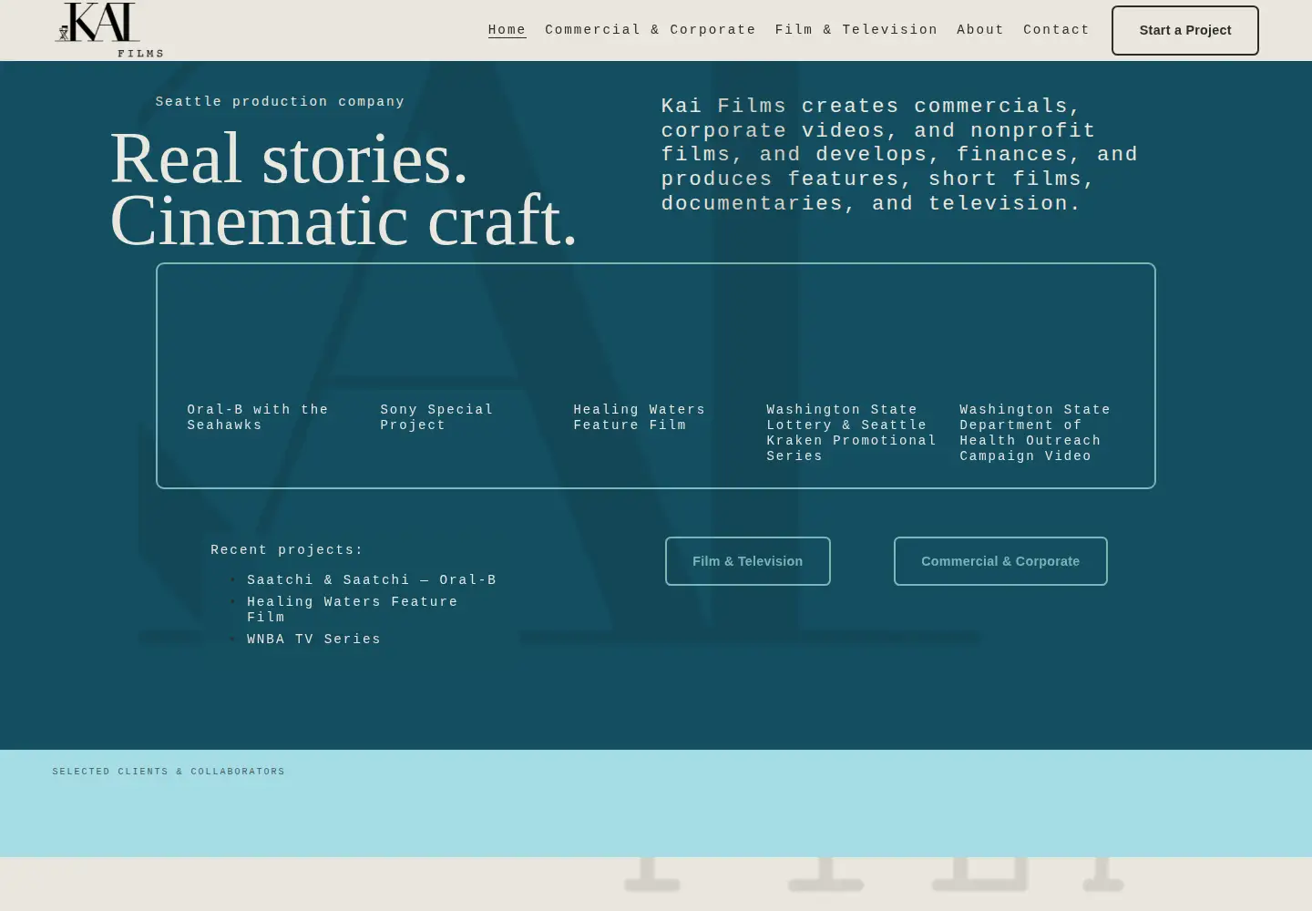 Captured homepage of kaifilms.com in the current scan