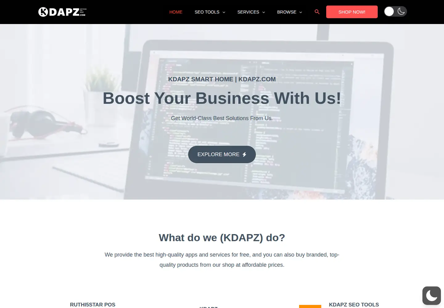 Captured homepage of kdapz.com in the current scan