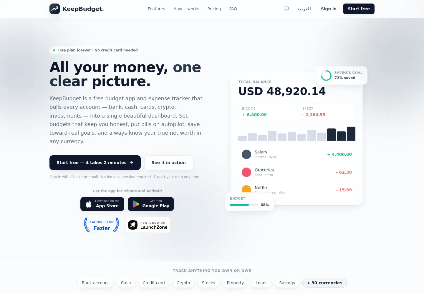Screenshot of keepbudget.com