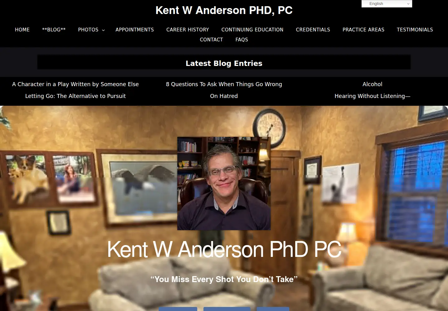 Captured homepage of kentwandersonphdpc.com in the current scan
