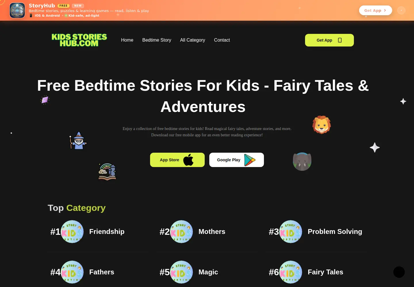 Captured homepage of kidsstorieshub.com in the current scan