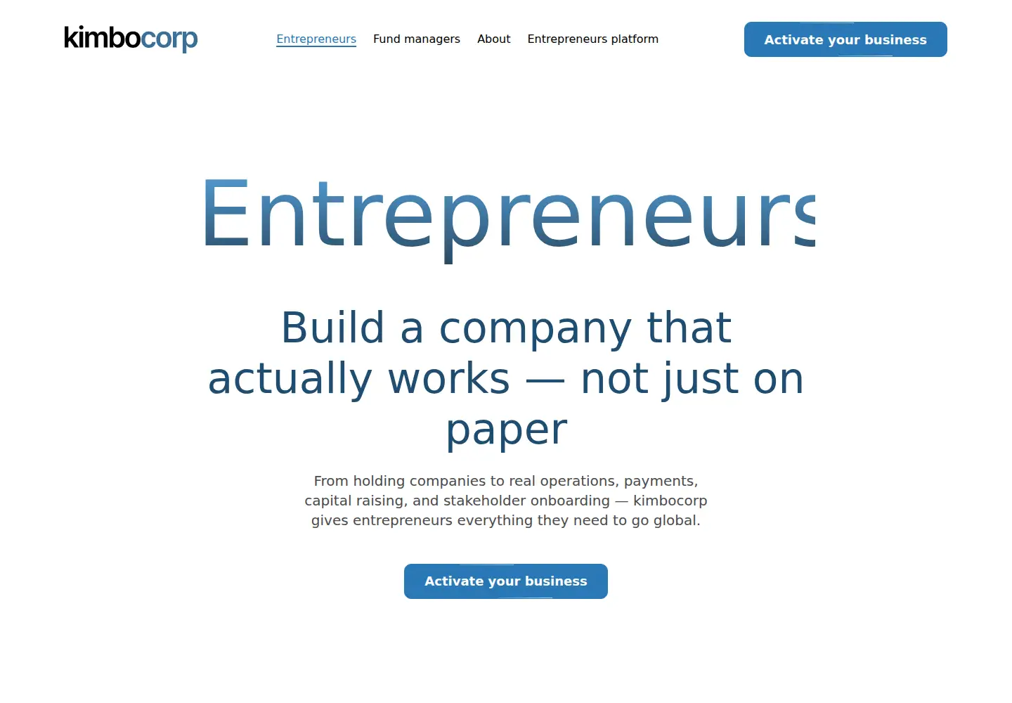 Screenshot of kimbocorp.com