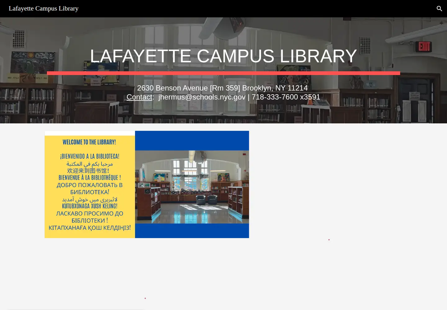 Captured homepage of lafayettecampuslibrary.com in the current scan