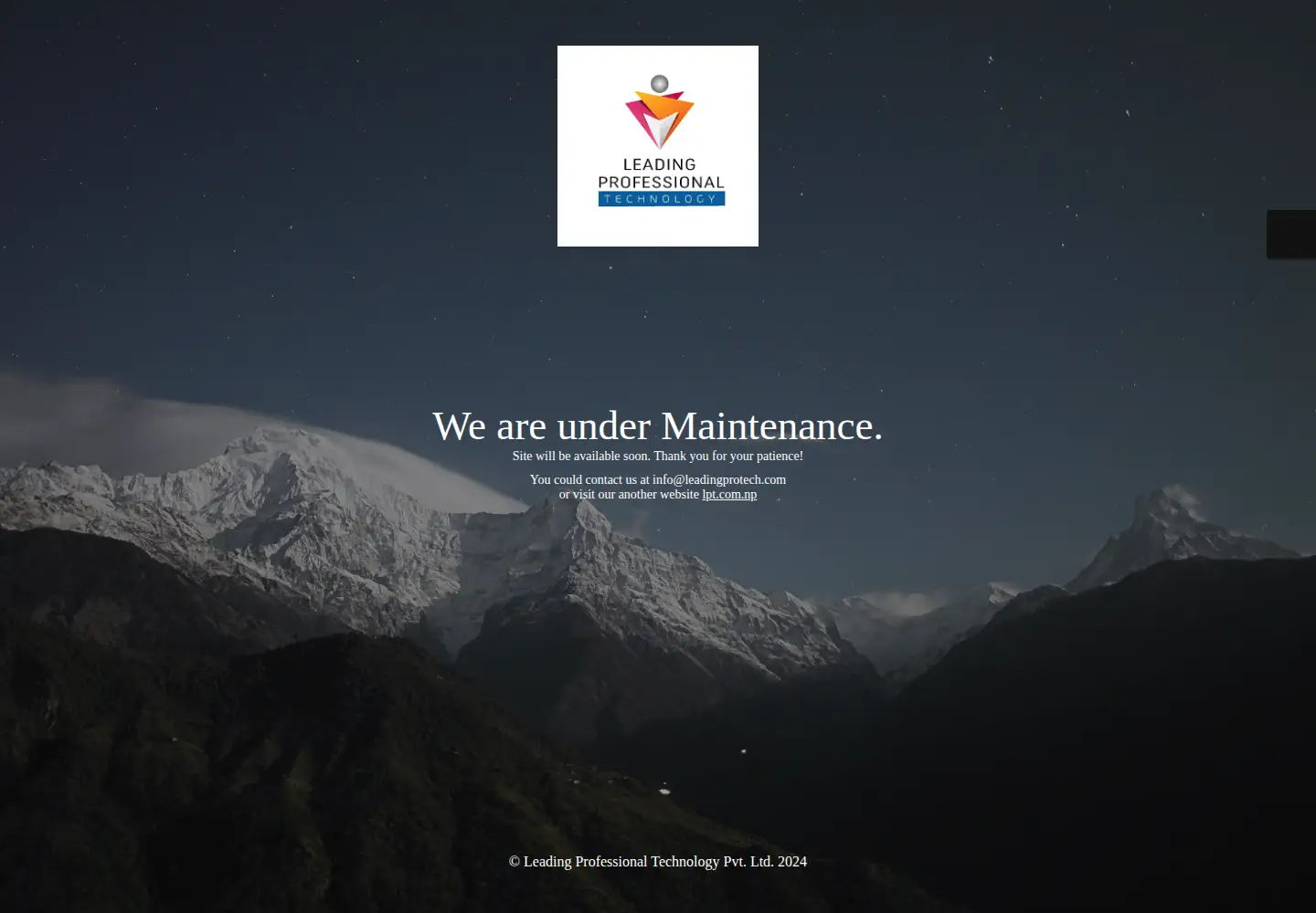 Captured homepage of leadingprotech.com in the current scan