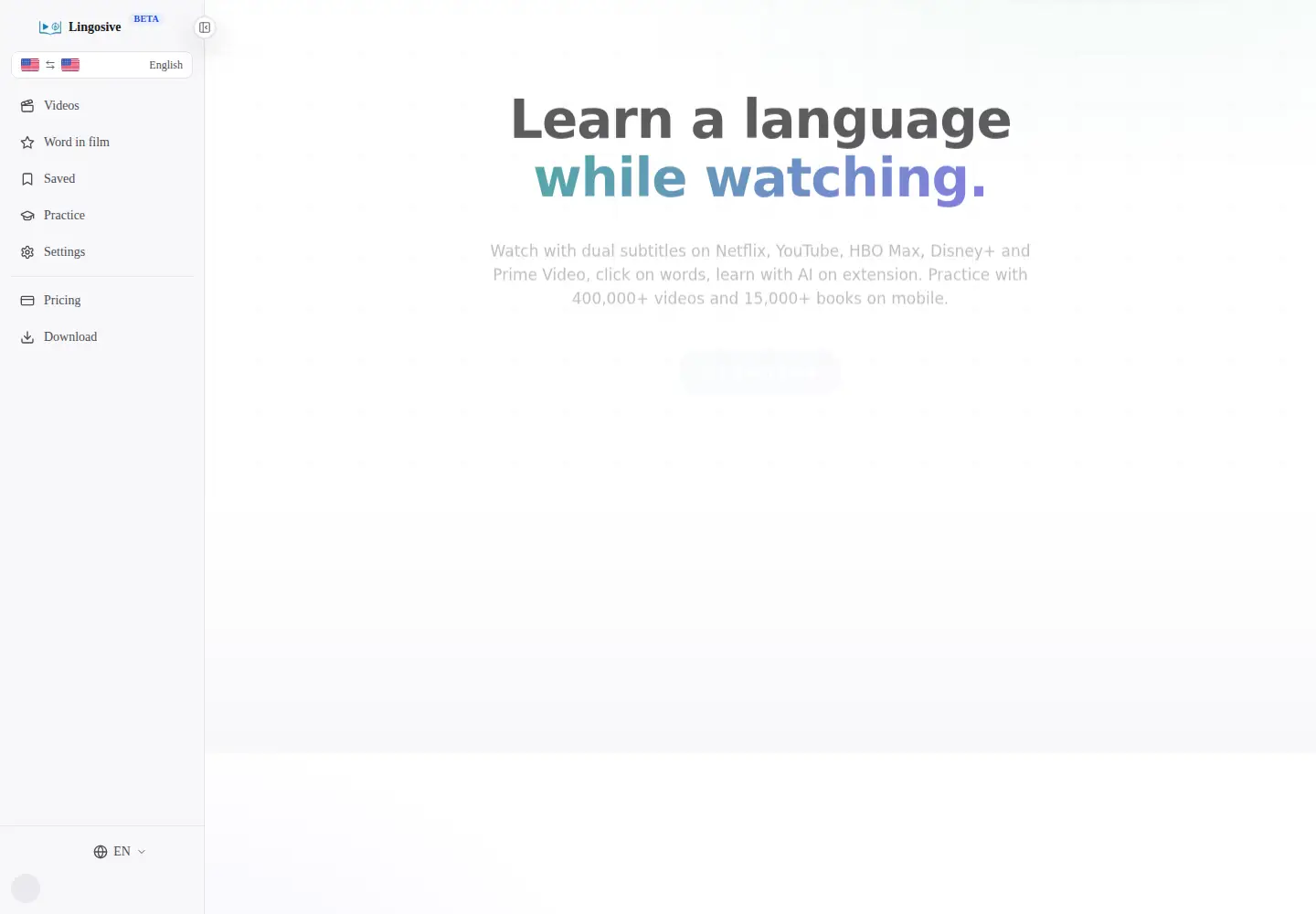 Captured homepage of lingosive.com in the current scan