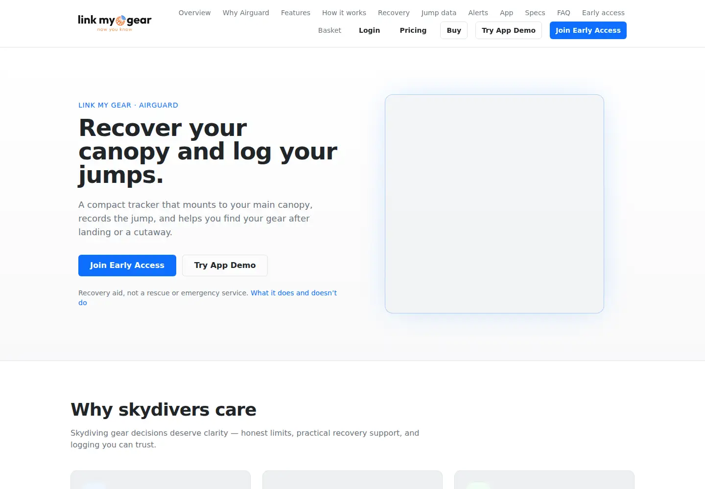 Screenshot of linkmygear.com