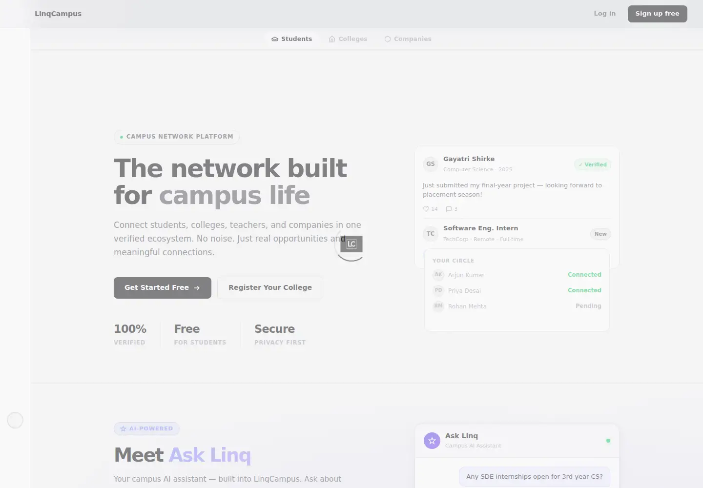 Screenshot of linqcampus.com