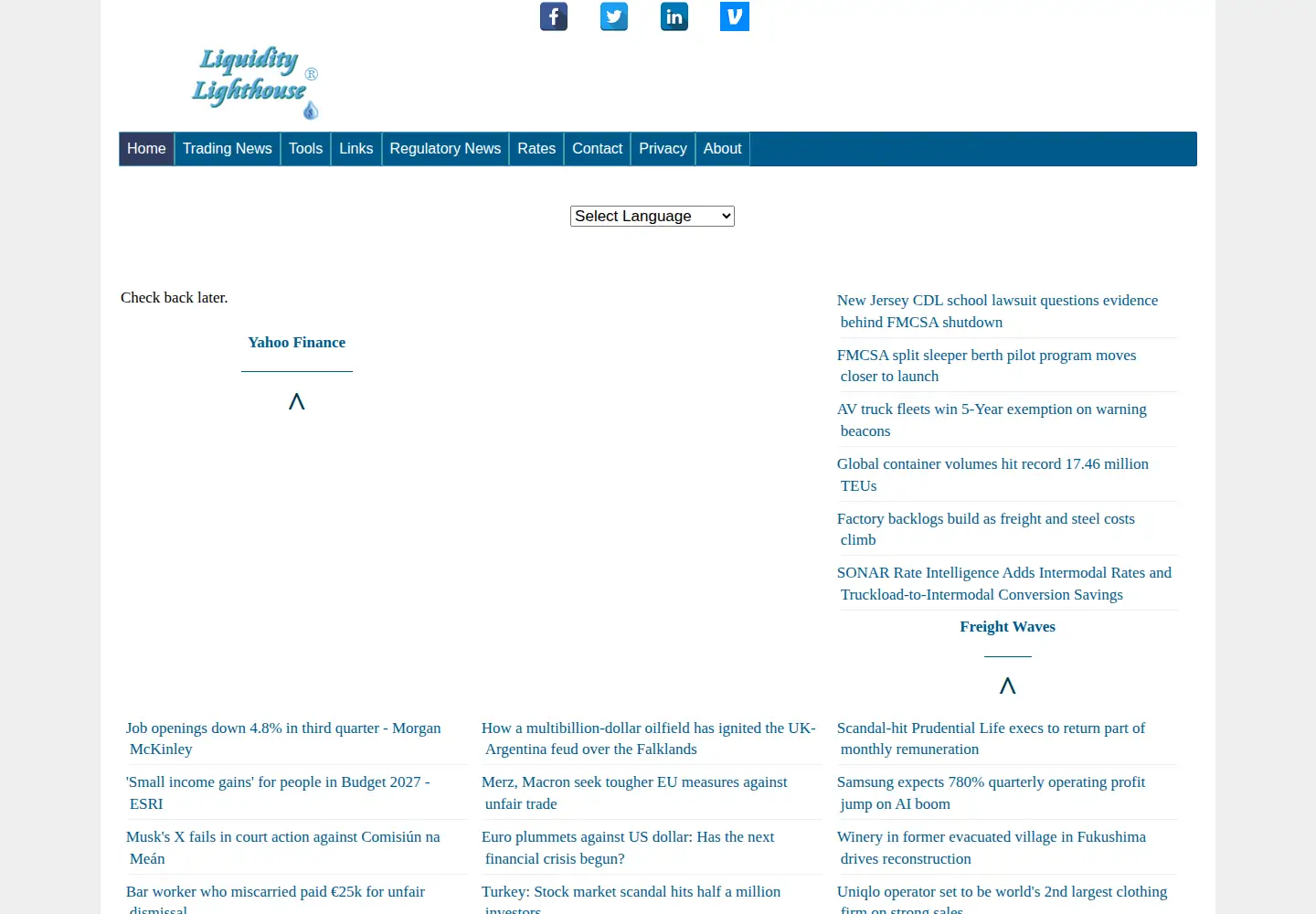 Screenshot of liquiditylighthouse.com