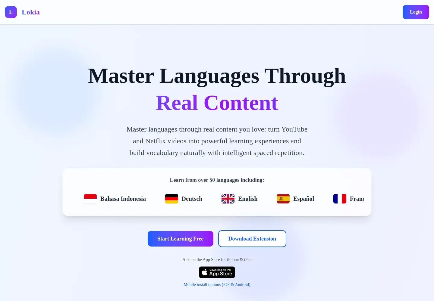 Captured homepage of lokia-app.com in the current scan