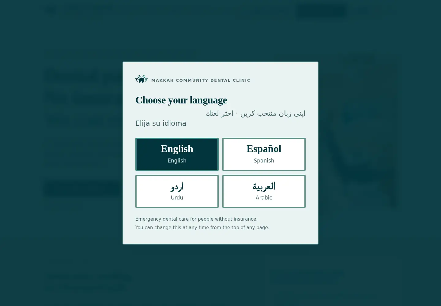 Captured homepage of makkahcommunityclinic.com in the current scan